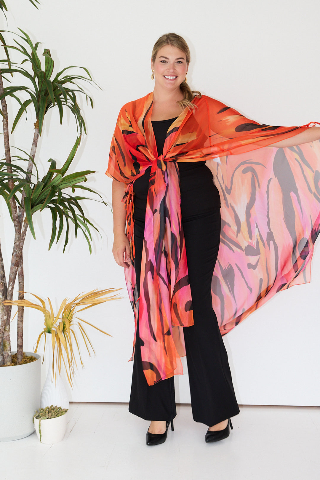 Multicolor Organza Kimono Outerwear