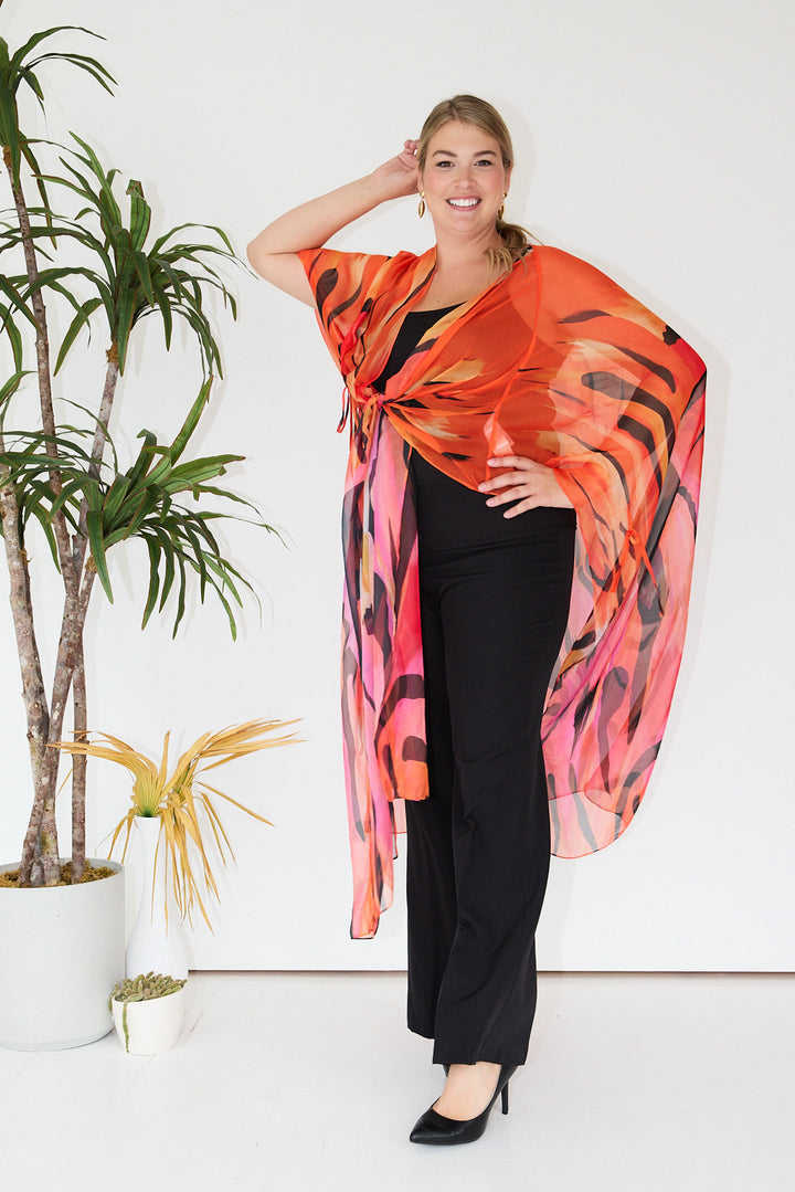 Multicolor Organza Kimono Outerwear