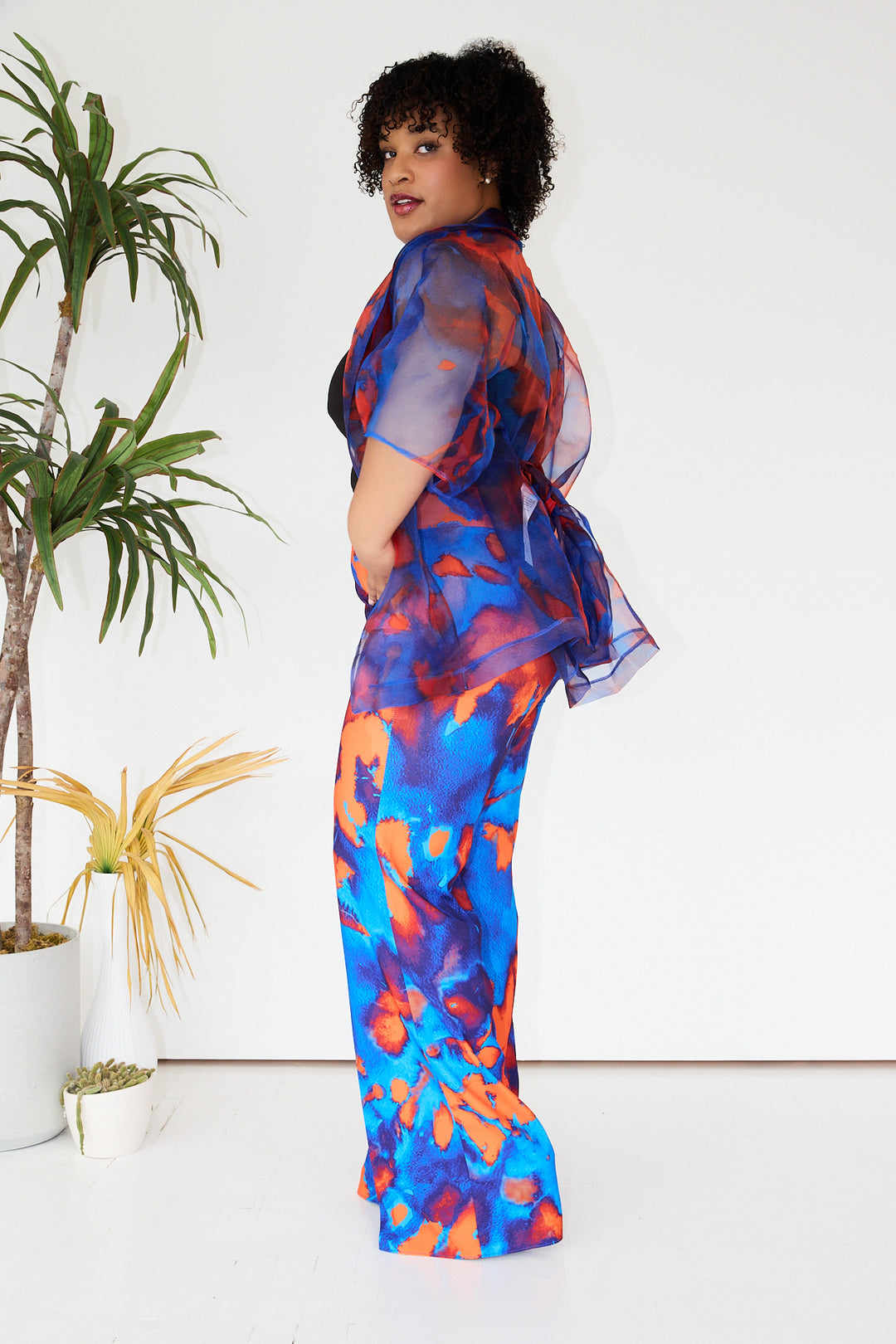 Tulle Patterned Blue Orange Pant