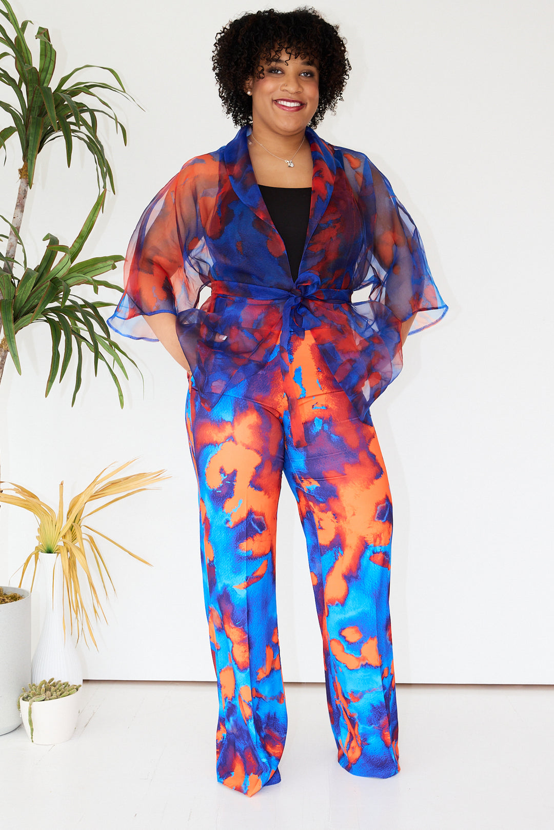 Tulle Patterned Blue Orange Pant