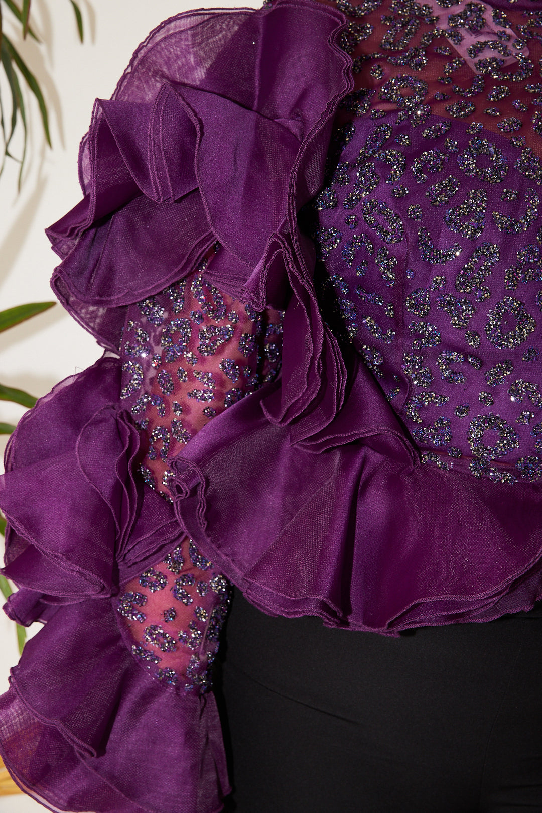 Multi Ruffle Design Purple Blouse