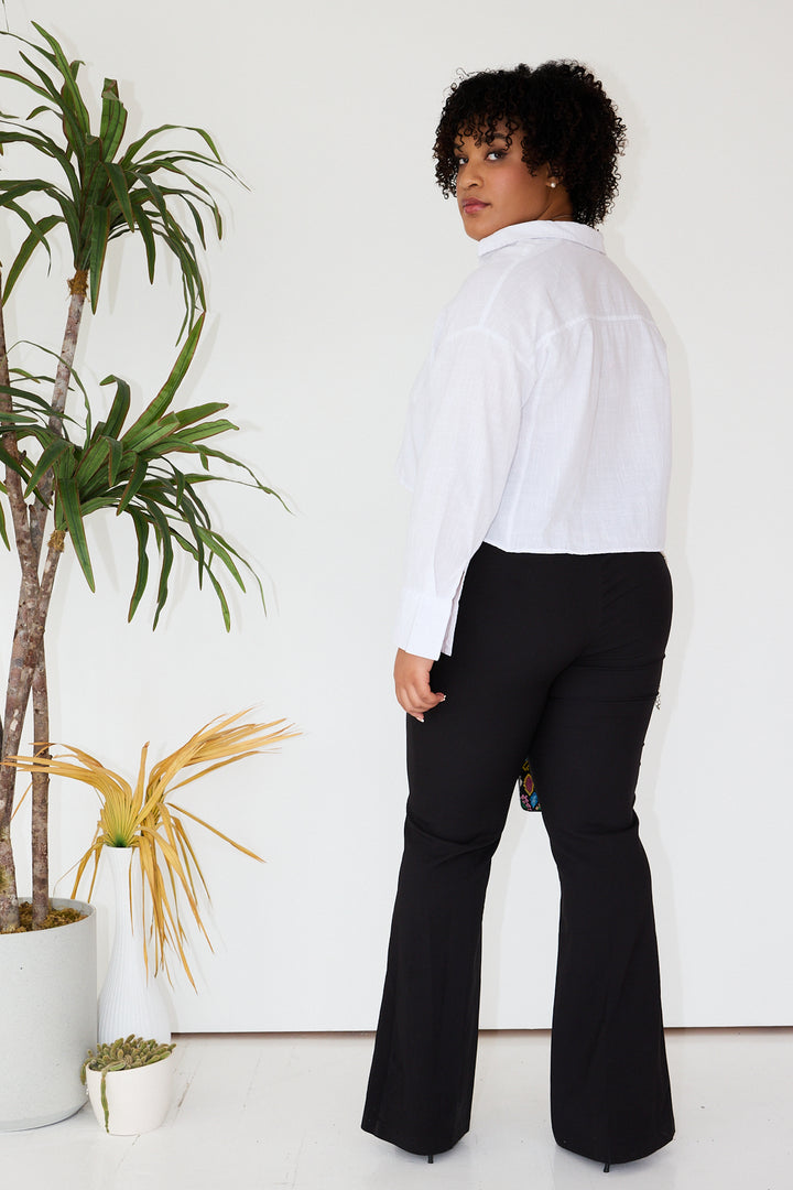 White Crop Top Long Sleeve Shirt