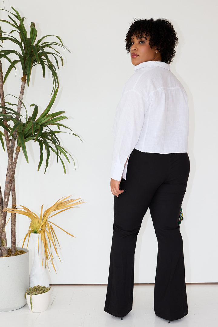 White Crop Top Long Sleeve Shirt