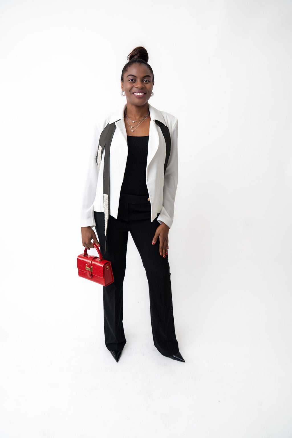 Stylish Cowboy Striped White Blazer
