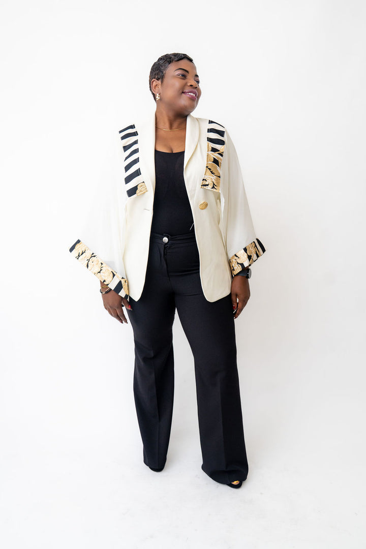 Stylish white and striped blazer
