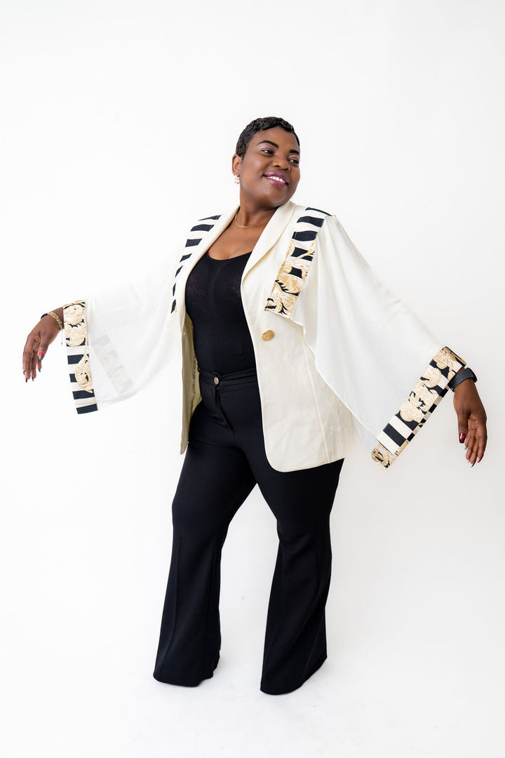 Stylish white and striped blazer