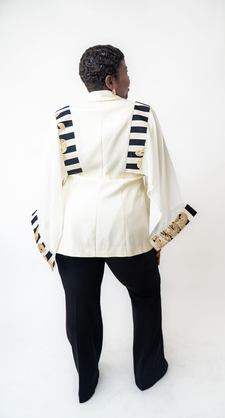 Stylish white and striped blazer