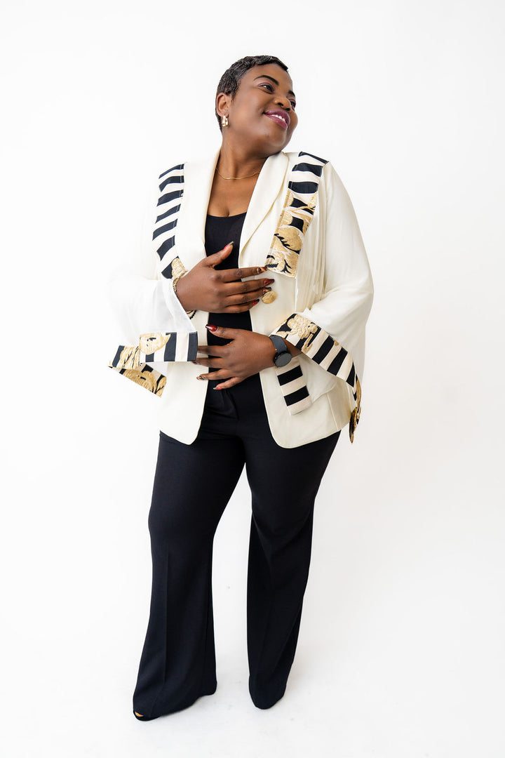 Stylish white and striped blazer