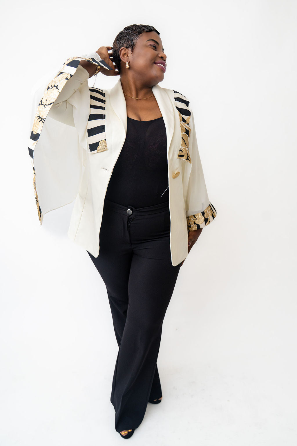 Stylish white and striped blazer