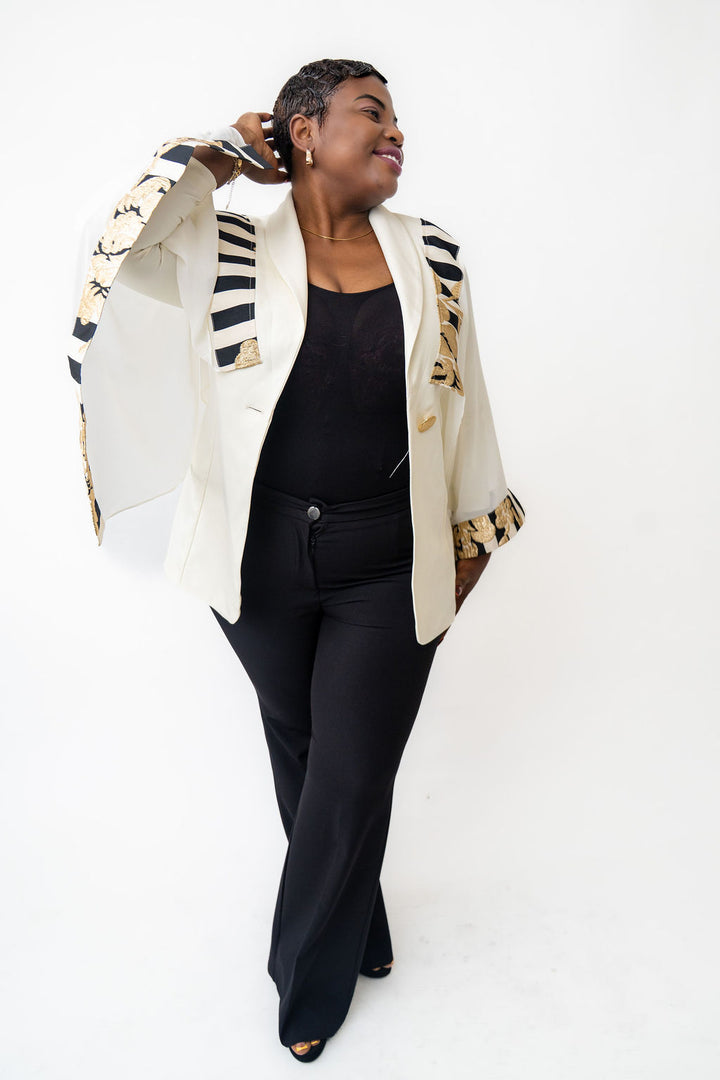 Stylish white and striped blazer