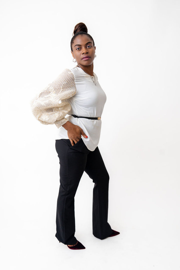 stylish bishop white blouse