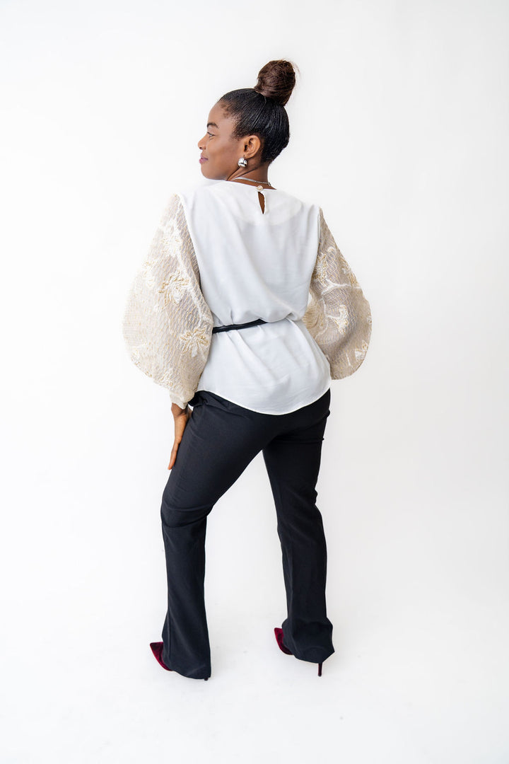 stylish bishop white blouse