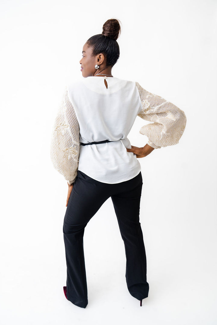 stylish bishop white blouse