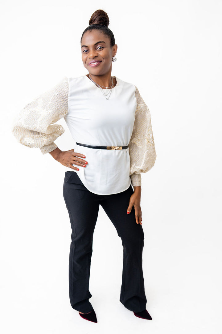 stylish bishop white blouse