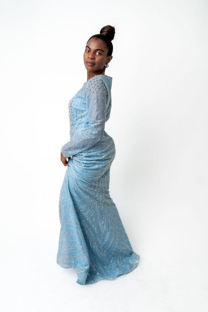 Light blue beaded dress