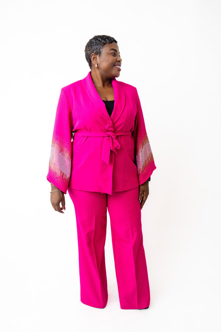 Belted two-Piece Pink Blazer