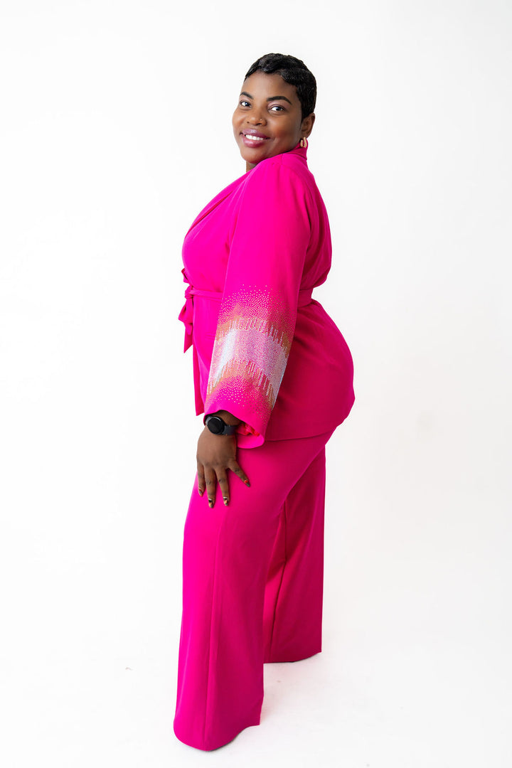Belted two-Piece Pink Blazer