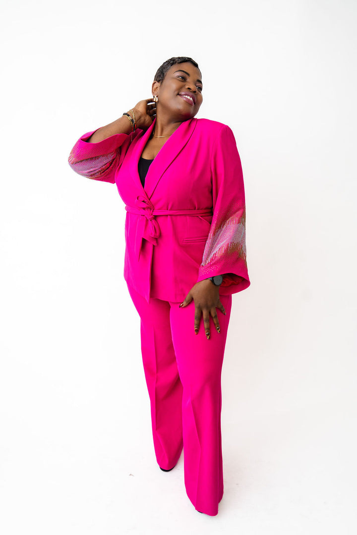 Belted two-Piece Pink Blazer