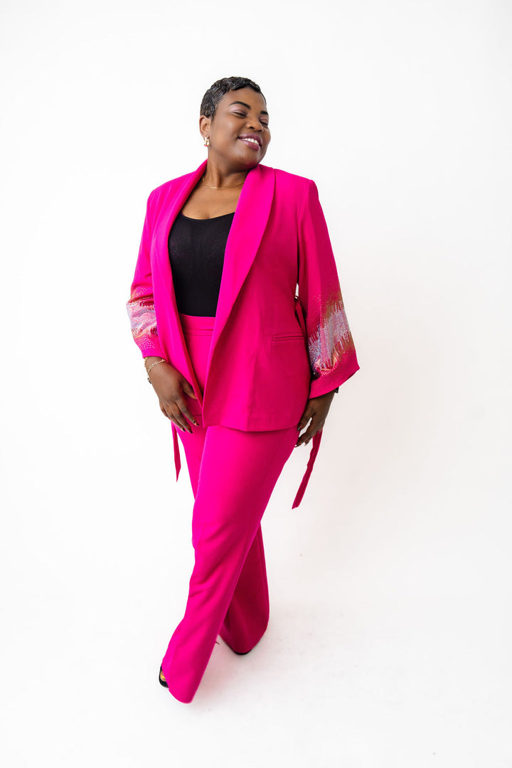 Belted two-Piece Pink Blazer
