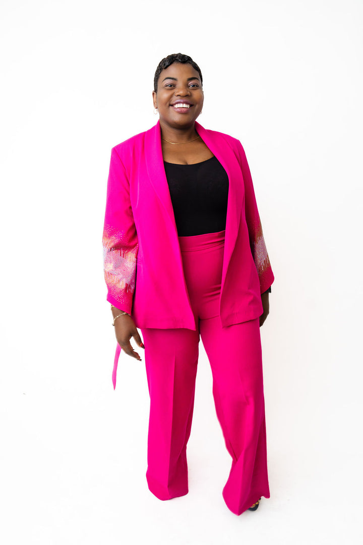 Belted two-Piece Pink Blazer