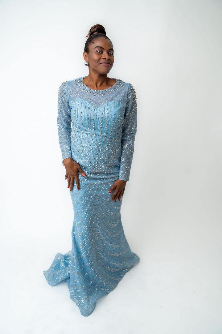Light blue beaded dress