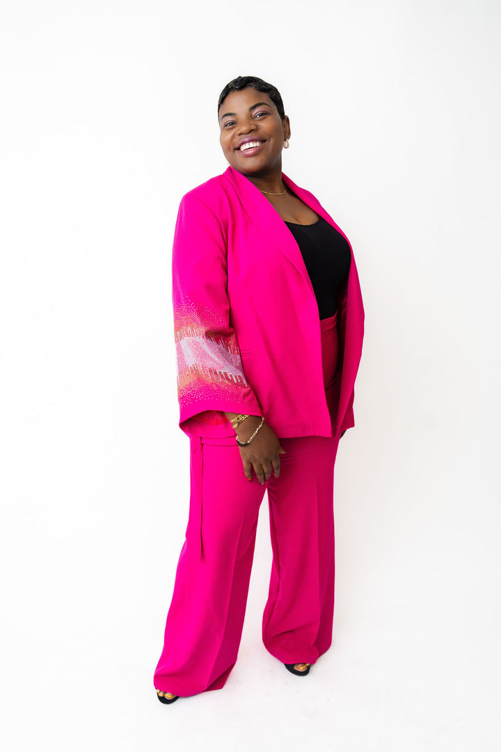 Belted two-Piece Pink Blazer
