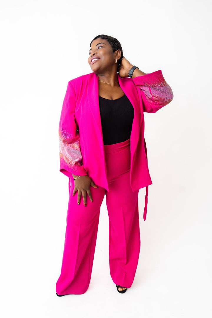 Belted two-Piece Pink Blazer