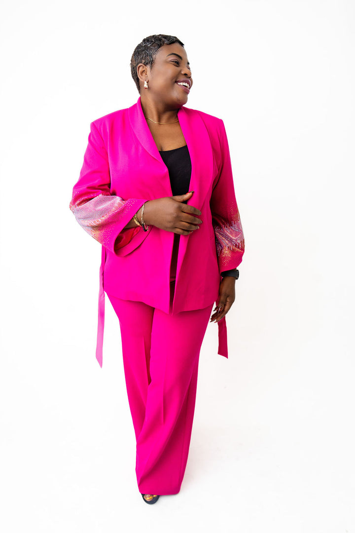 Belted two-Piece Pink Blazer
