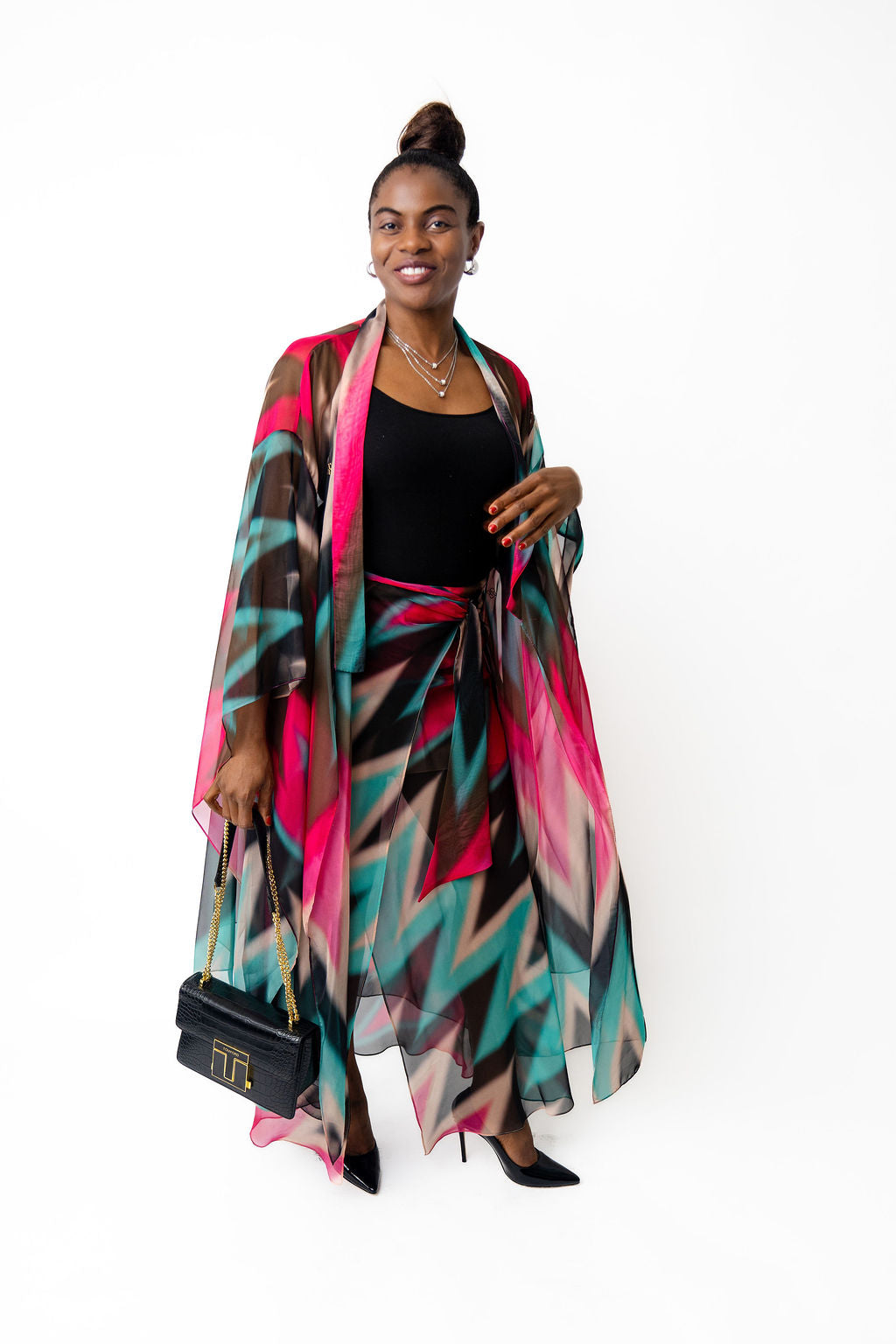 Multicolor kimono dress