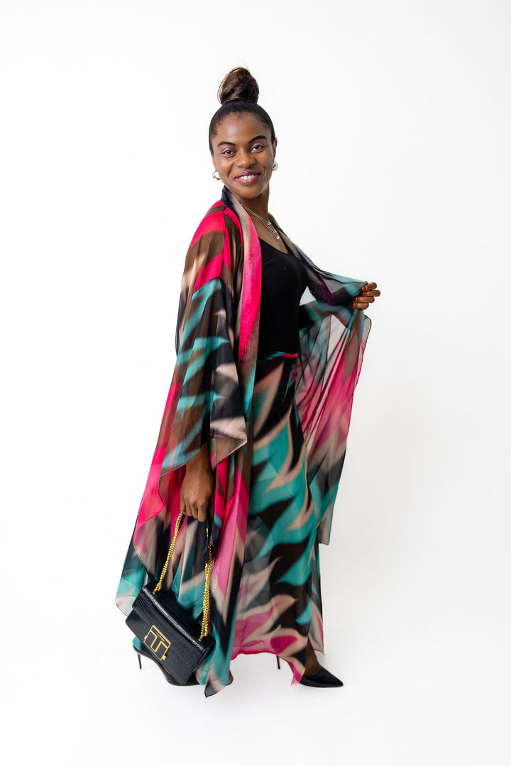 Multicolor kimono dress