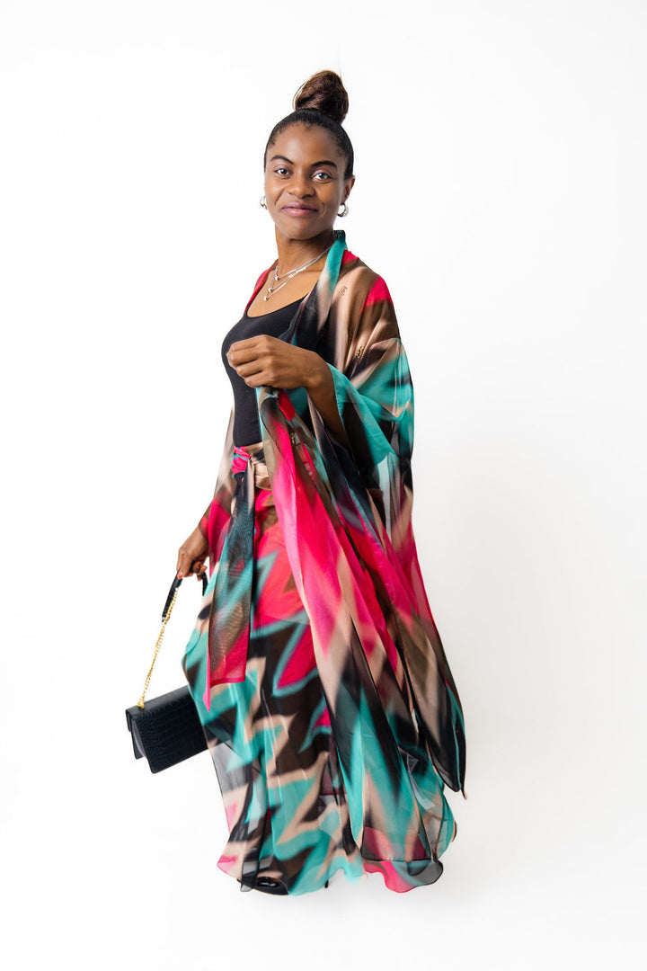 Multicolor kimono dress