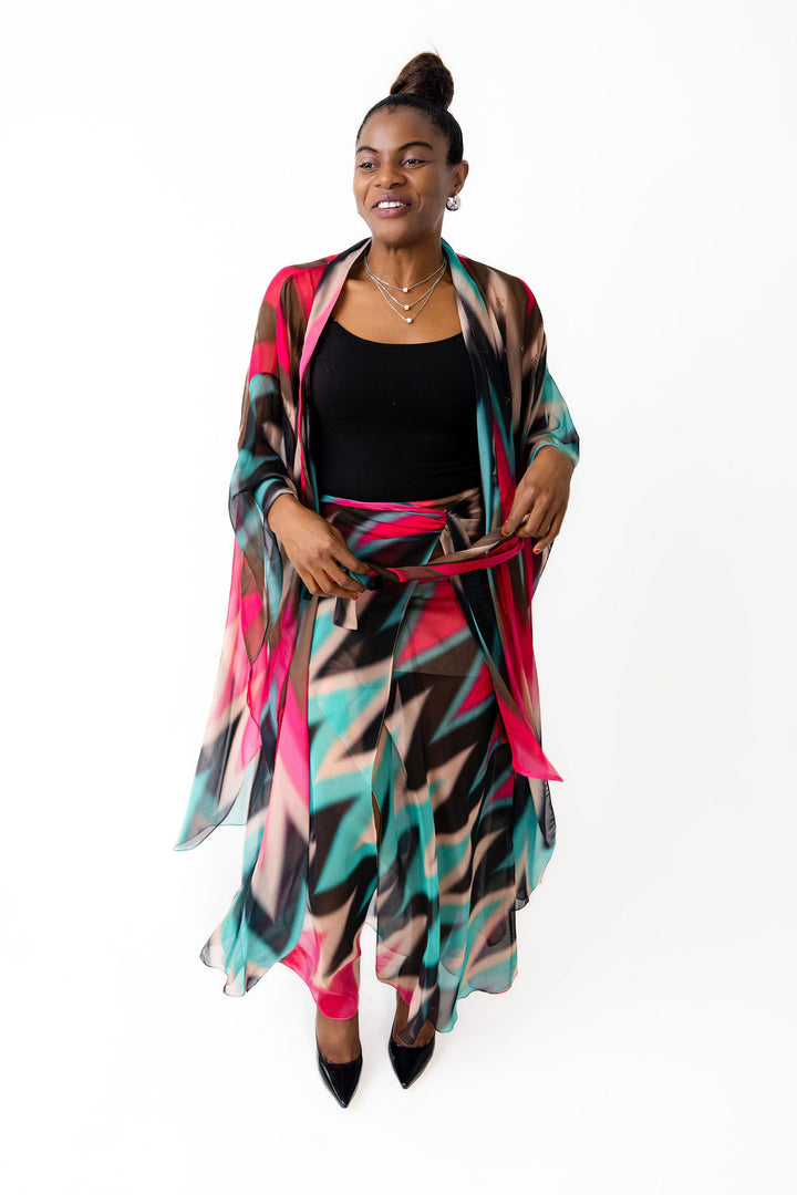 Multicolor kimono dress