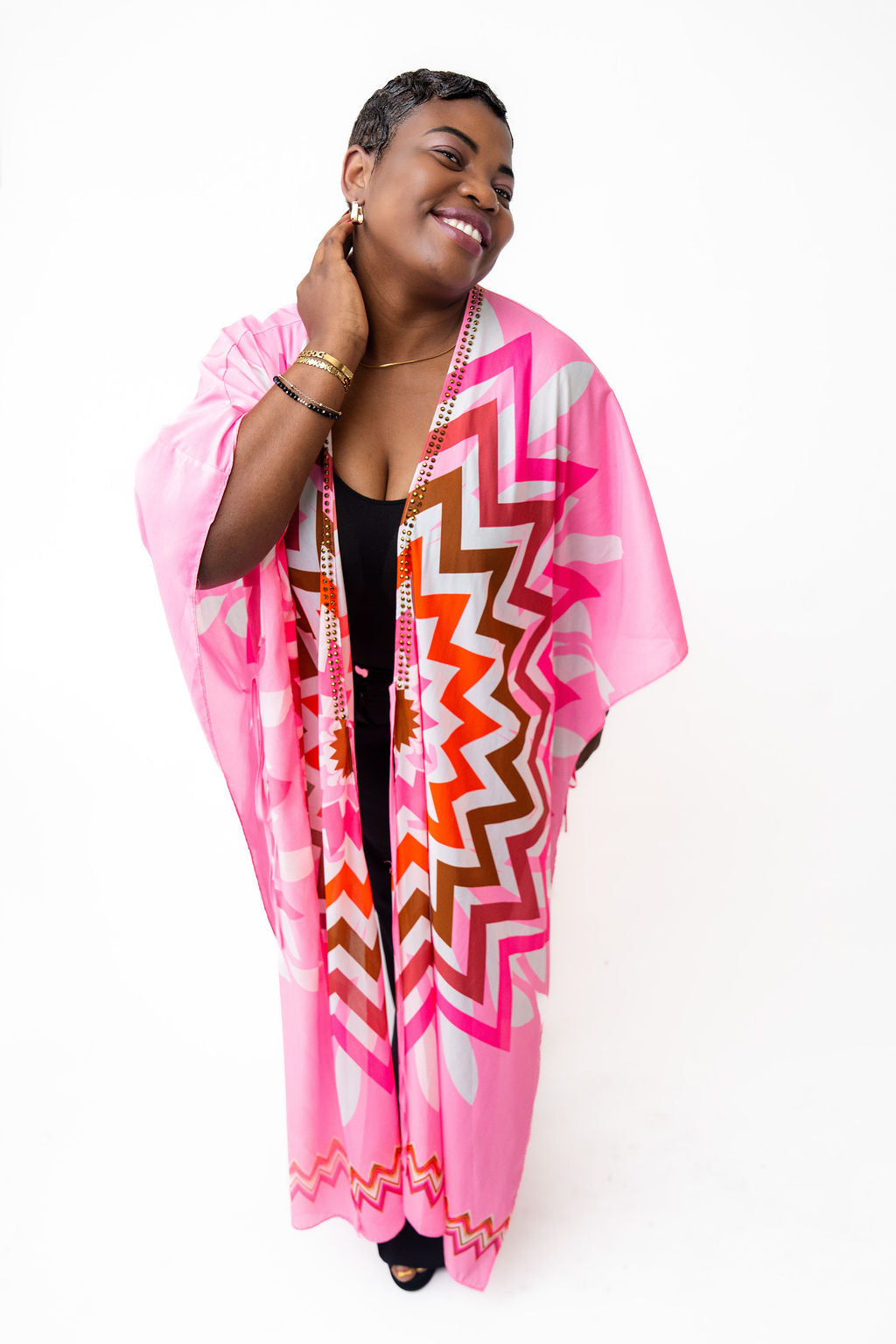 Orange Two-piece kimono outfit