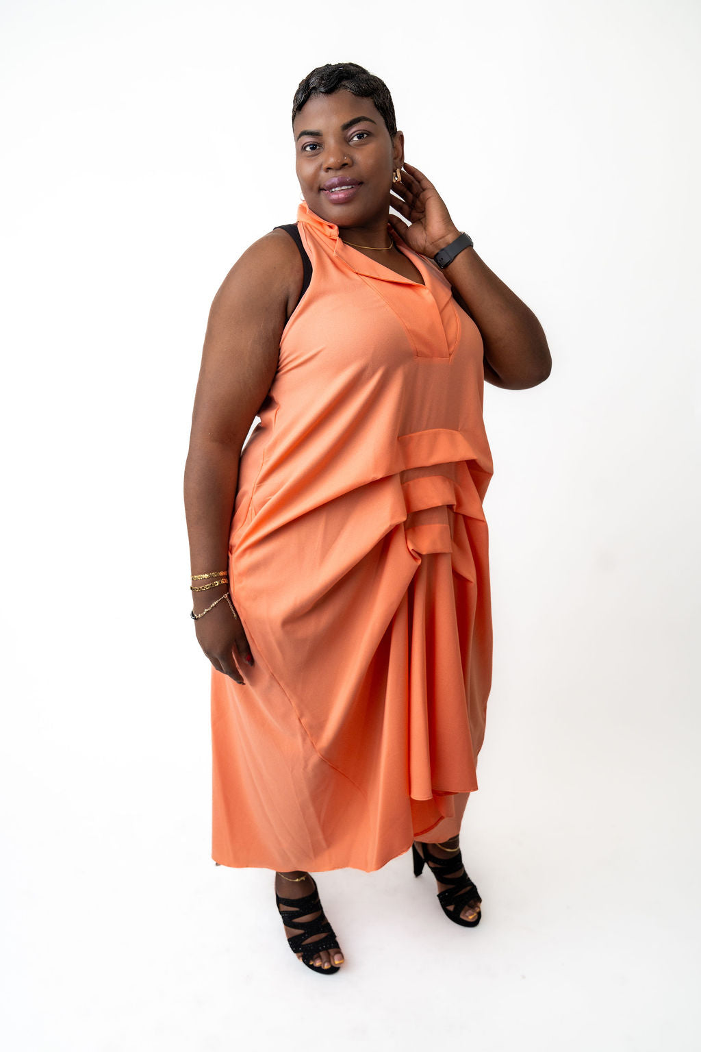Peach-colored sleeveless