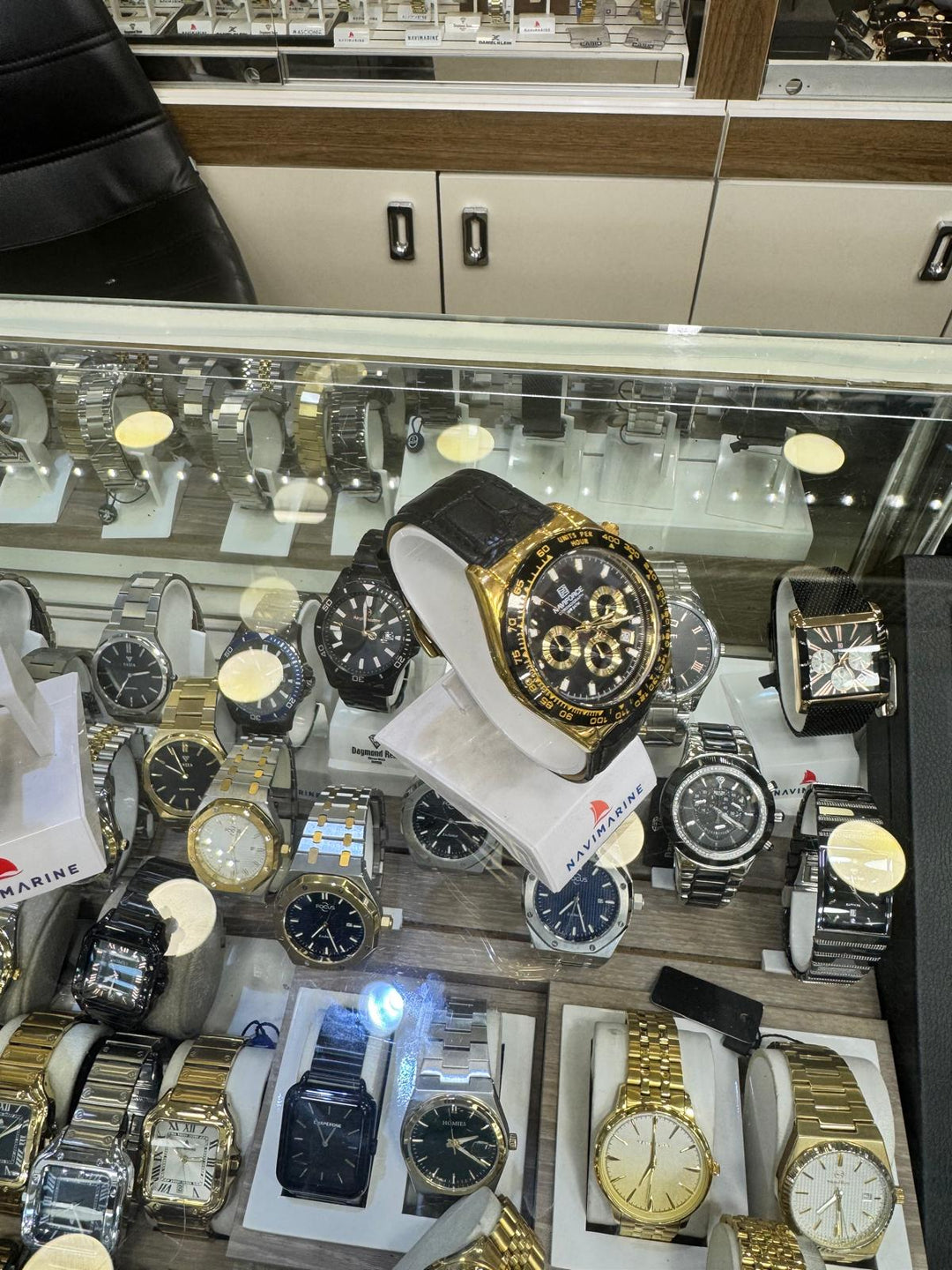 Gold and black watch