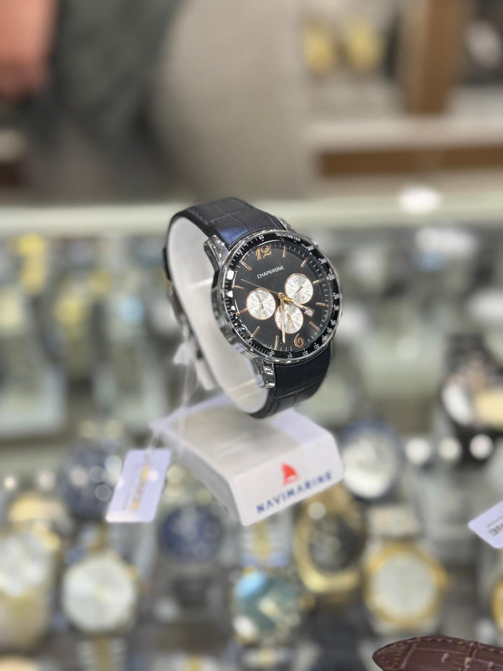 Gold and black watch