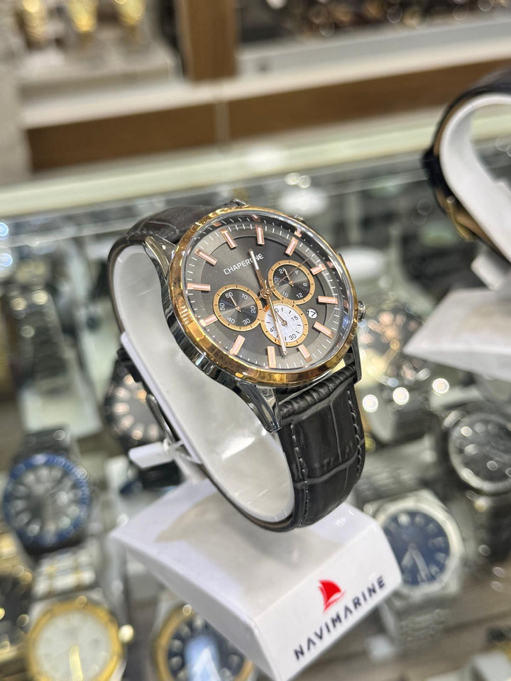 Gold and black watch