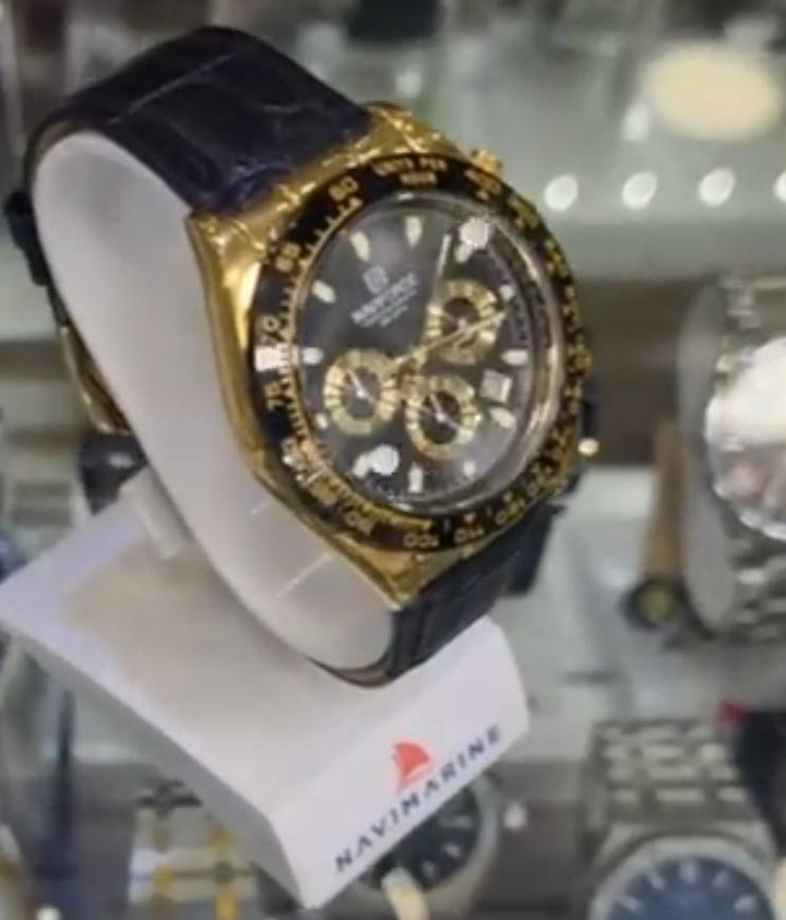 Gold and black watch